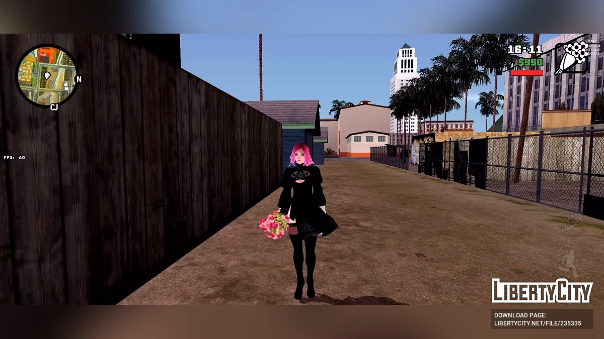 Хэлла в косплей-костюме 2B из NieR: Automata / GTA San Andreas (iOS, Android)