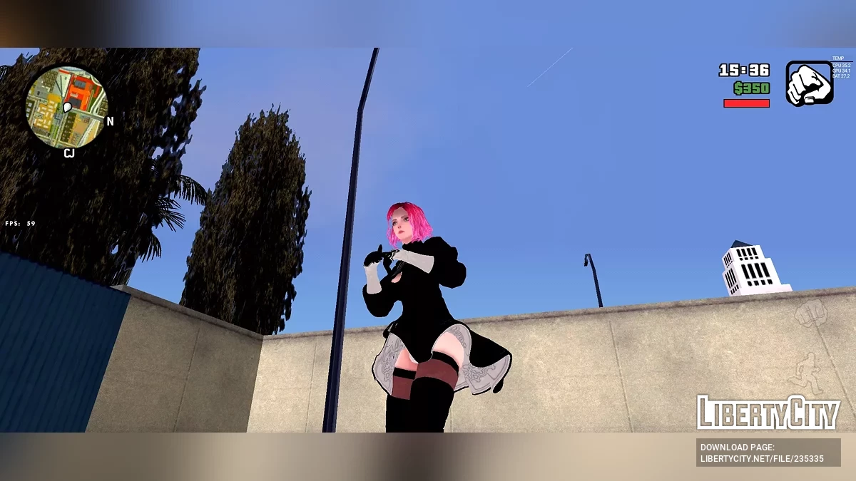 Хэлла в косплей-костюме 2B из NieR: Automata / GTA San Andreas (iOS, Android)