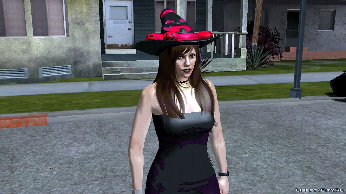 Download Random skin of a girl from GTA Online in a witch outfit (Halloween)  for GTA San Andreas (iOS, Android)