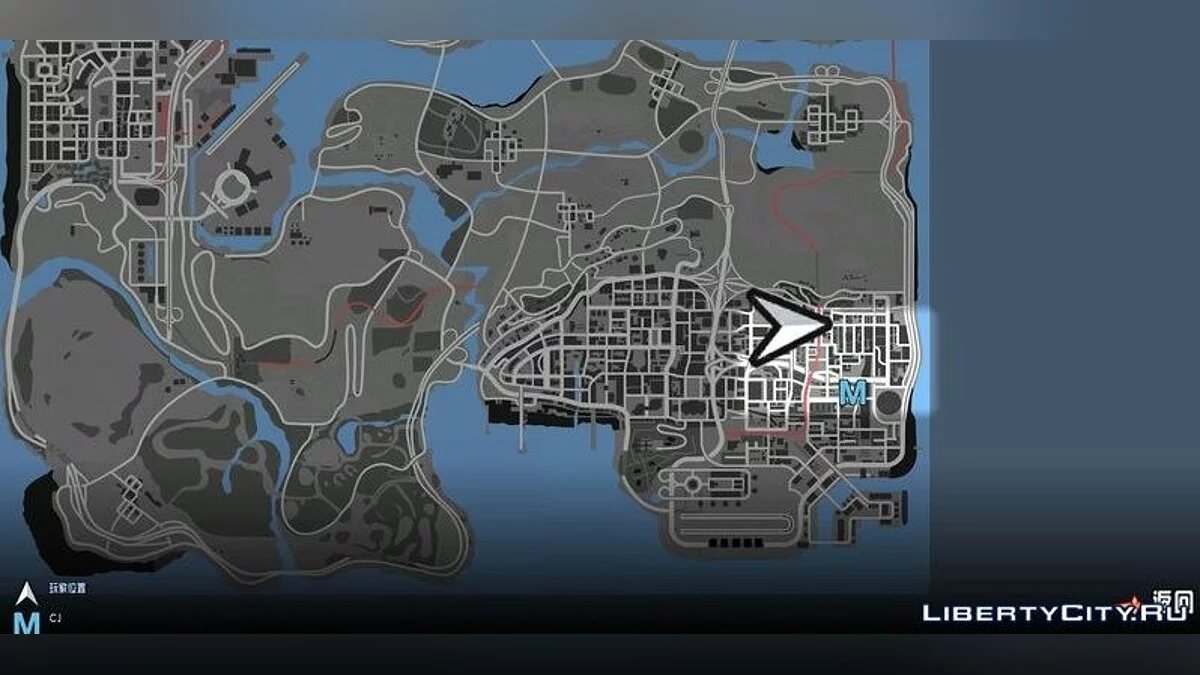 Черно-белый радар и карта HD / GTA San Andreas (iOS, Android)