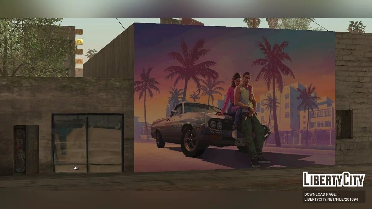Мурал c артворком GTA 6 / GTA San Andreas (iOS, Android)