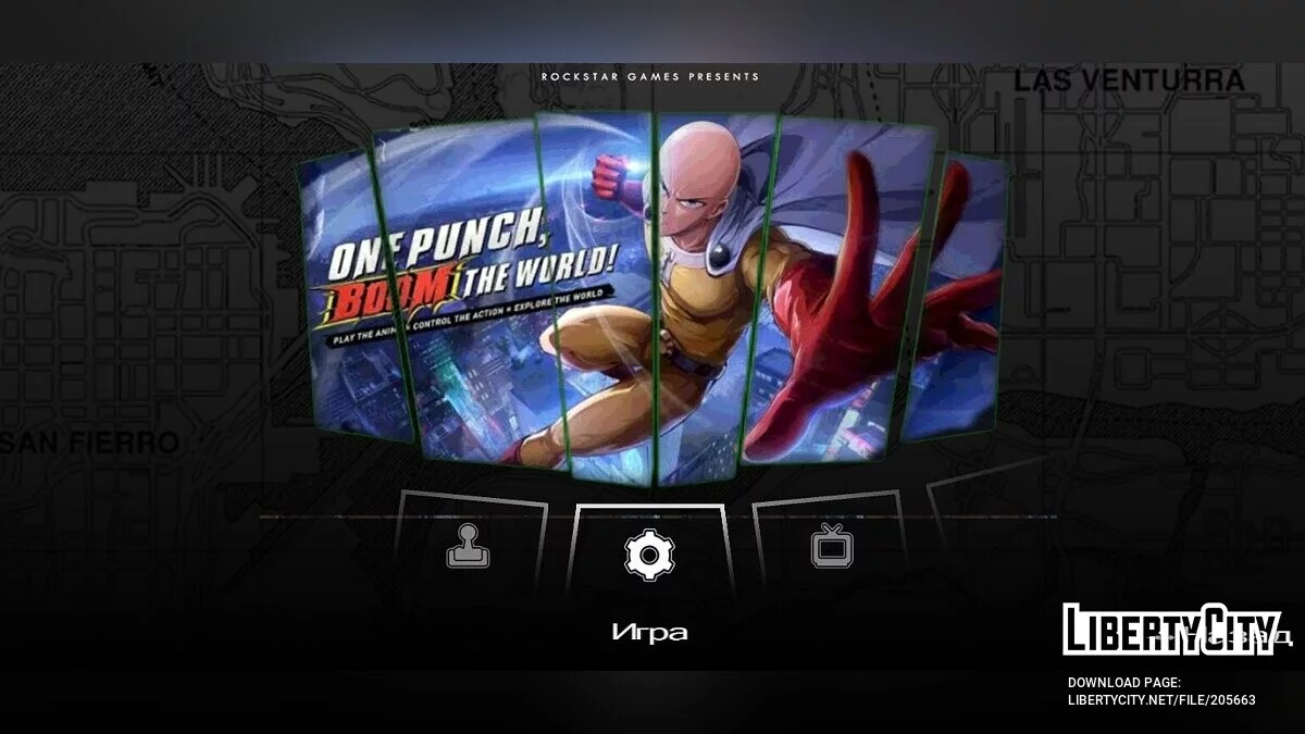 Меню в стиле One Punch Man / GTA San Andreas (iOS, Android)