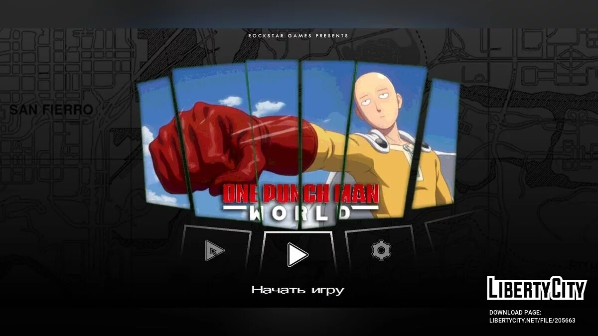 Меню в стиле One Punch Man / GTA San Andreas (iOS, Android)