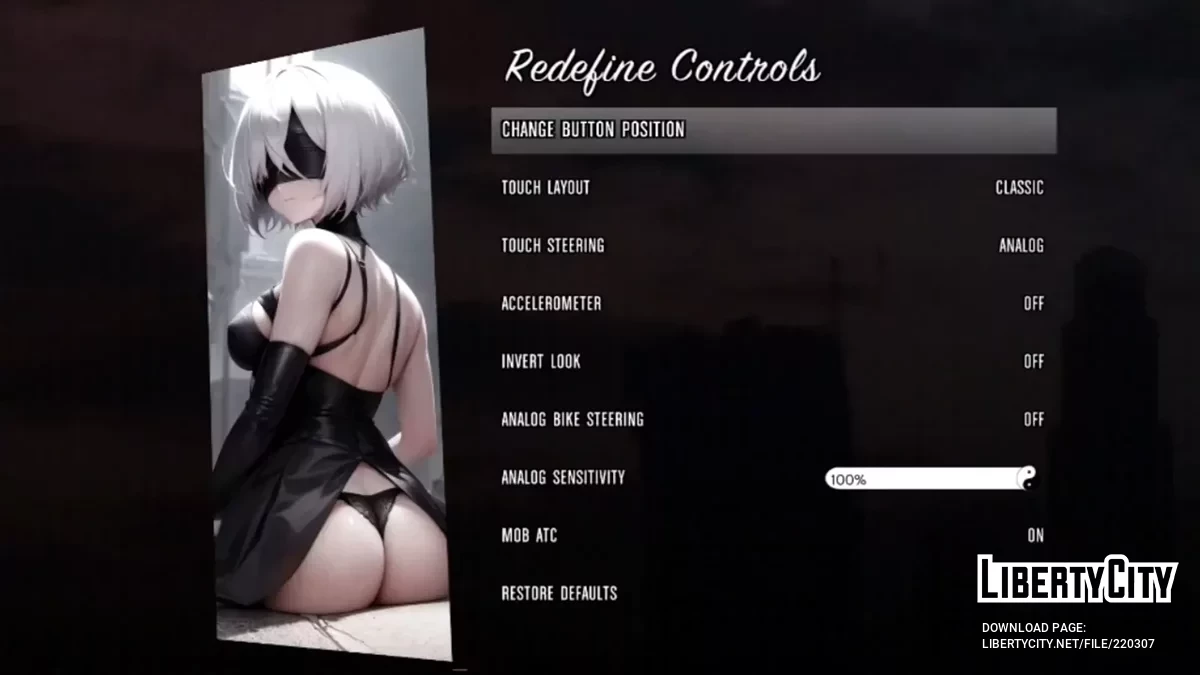 Новое меню и загрузочные экраны с 2B из Nier Automata / GTA San Andreas (iOS, Android)