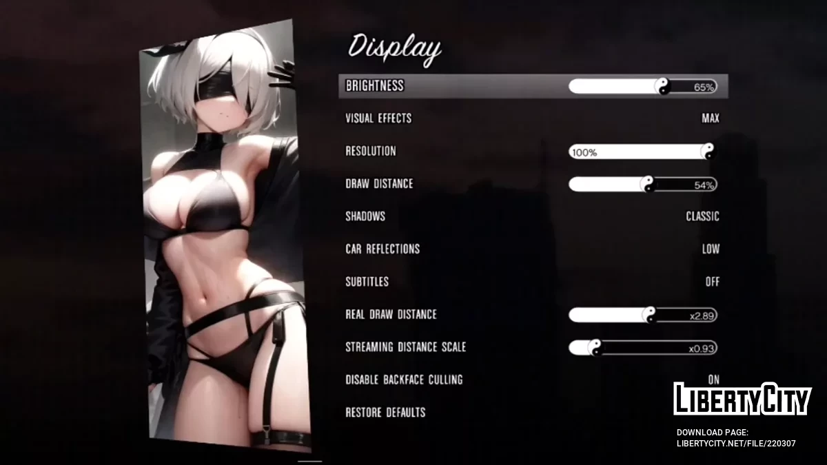 Новое меню и загрузочные экраны с 2B из Nier Automata / GTA San Andreas (iOS, Android)