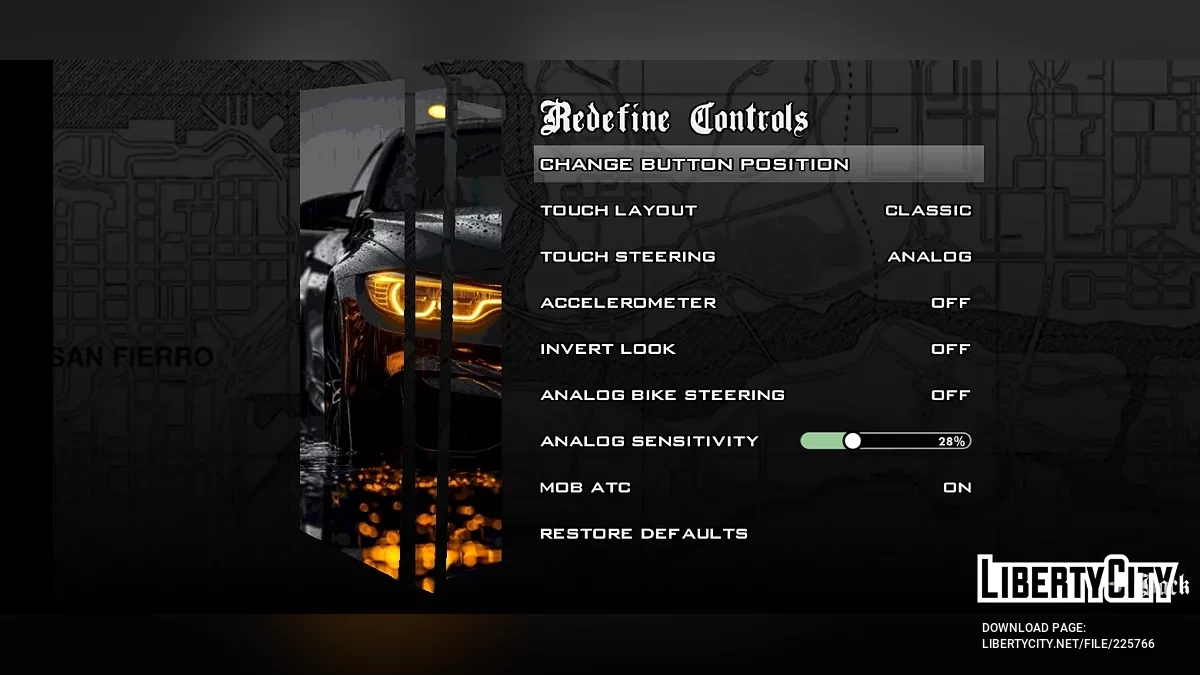 Menu & Loadscreen Sport Cars / GTA San Andreas (iOS, Android)