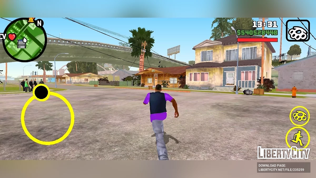 Жёлтые кнопки управления / GTA San Andreas (iOS, Android)