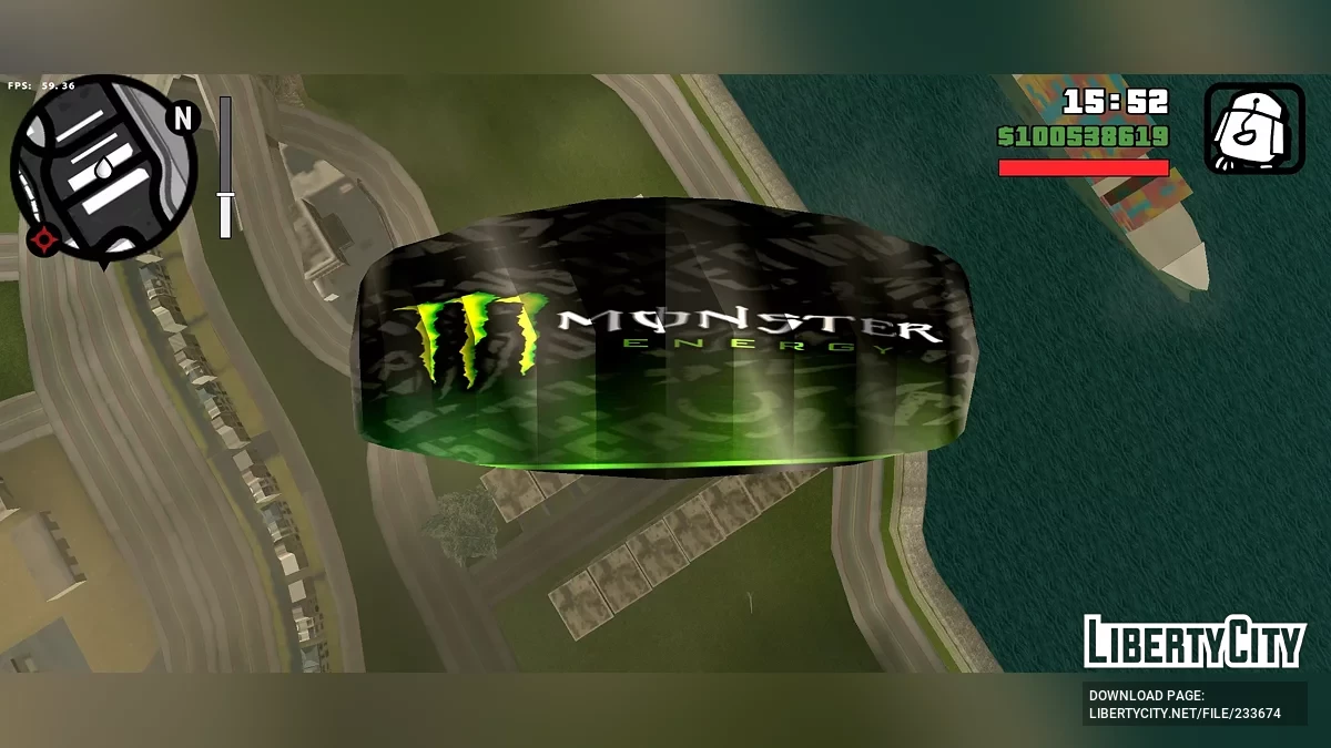Логотип Monster Energy на парашюте / GTA San Andreas (iOS, Android)