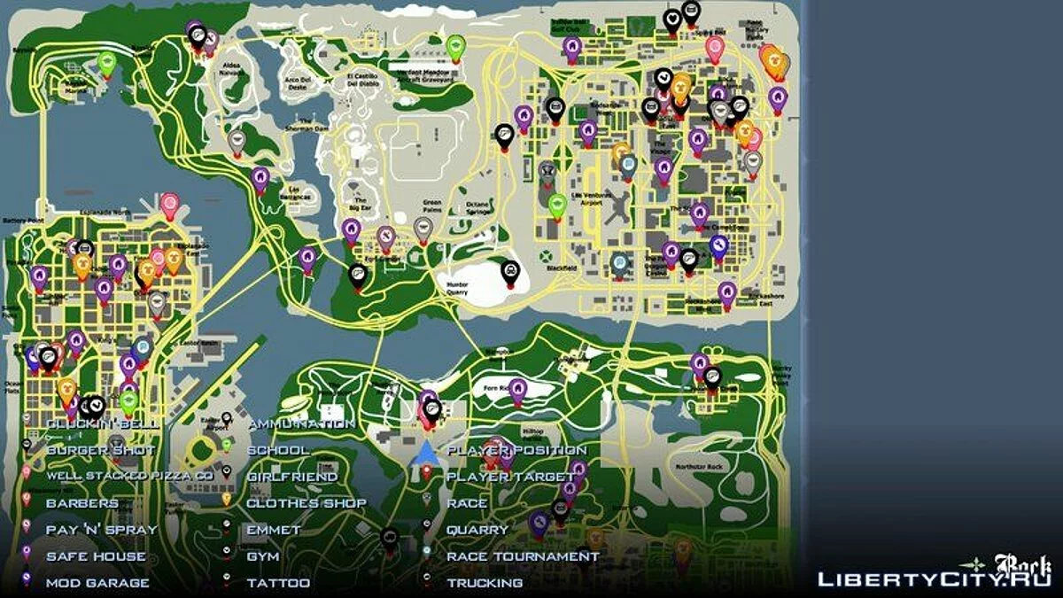 Новые маркеры на радаре и карта Google Maps / GTA San Andreas (iOS, Android)
