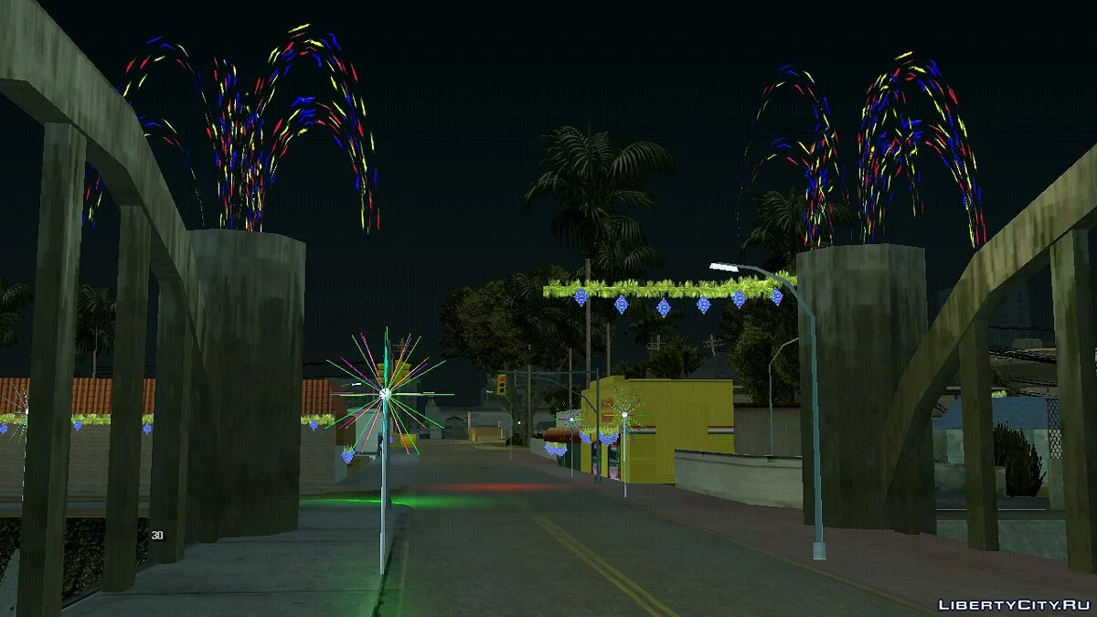 Новогодняя атмосфера на Grove Street / GTA San Andreas (iOS, Android)