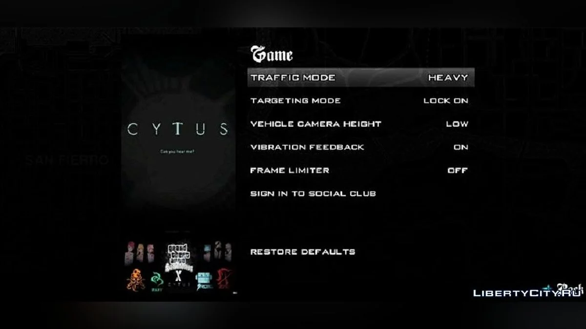Новое меню в стиле Cytus 2 / GTA San Andreas (iOS, Android)