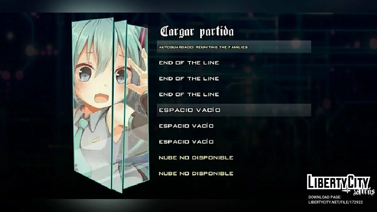 Меню из Hatsune Miku / GTA San Andreas (iOS, Android)