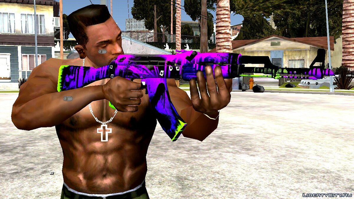 Скачать AK-47 Neon Revolution Cursed для GTA San Andreas (iOS, Android)