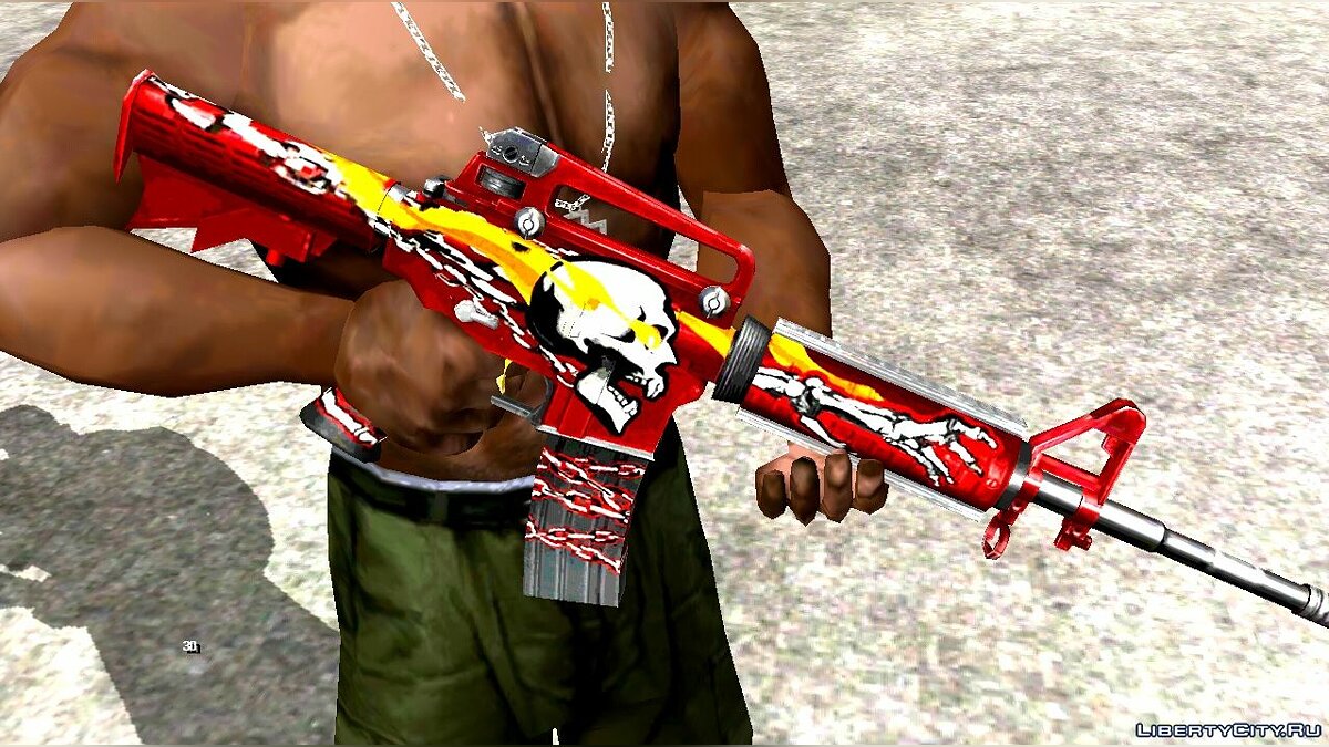 Скачать M4A1 Flaming Skull для GTA San Andreas (iOS, Android)