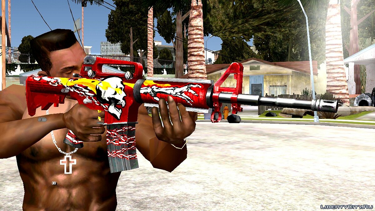 Скачать M4A1 Flaming Skull для GTA San Andreas (iOS, Android)