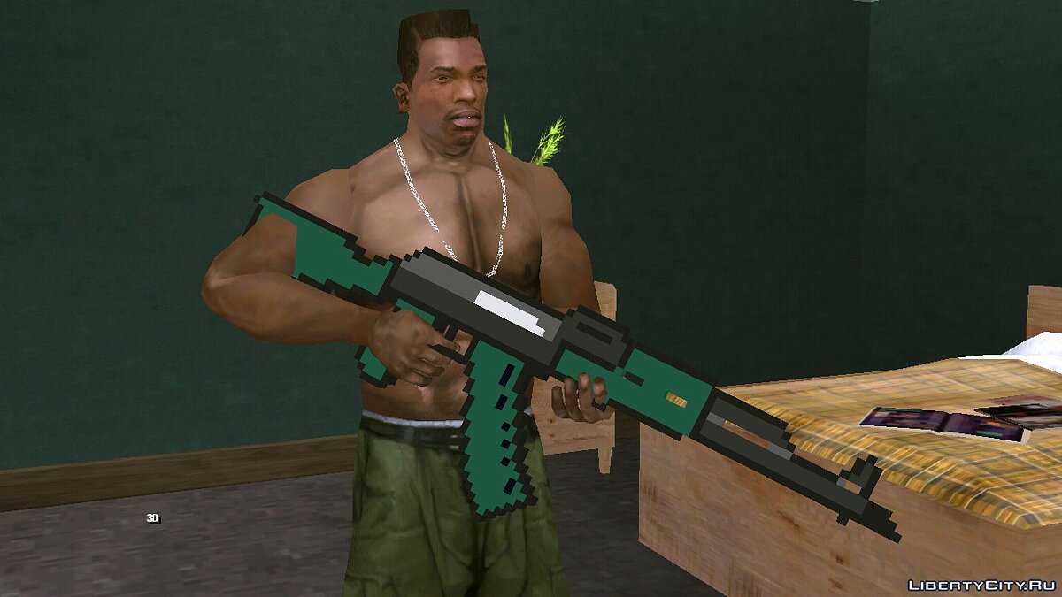 Скачать Пиксельный AK-47 из Майнкрафт для GTA San Andreas (iOS, Android)