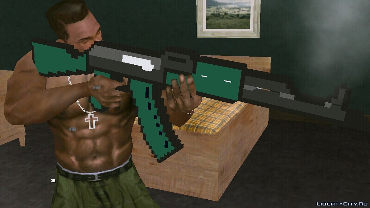 Пиксельный AK-47 из Майнкрафт для GTA San Andreas (iOS, Android) - Картинка #1
