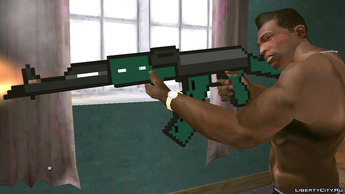 Пиксельный AK-47 из Майнкрафт для GTA San Andreas (iOS, Android) - Картинка #3