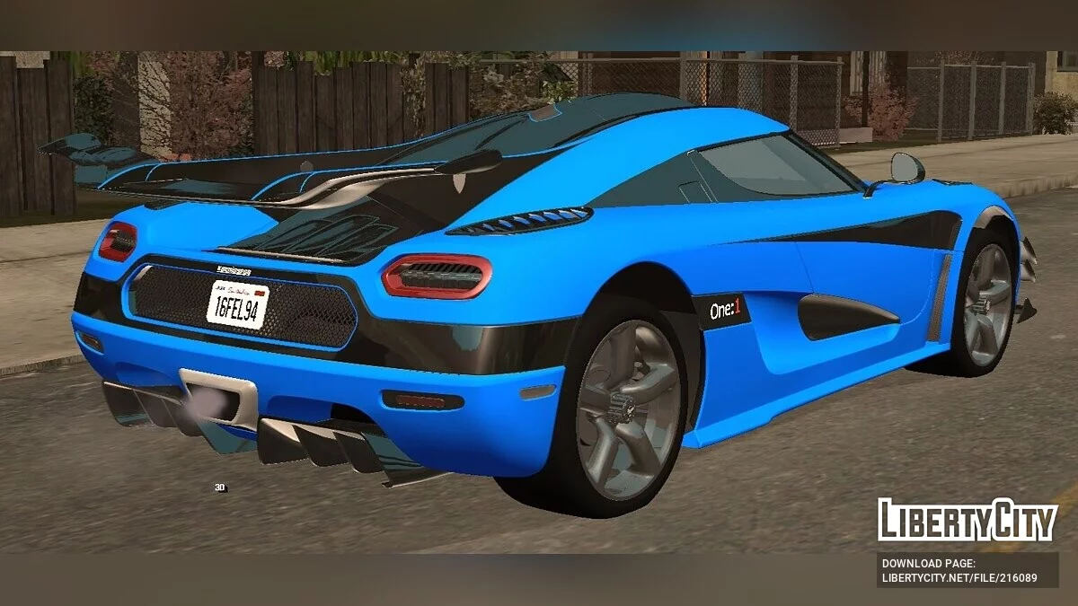 Koenigsegg ONE:1 '15 - (только DFF) / GTA San Andreas (iOS, Android)