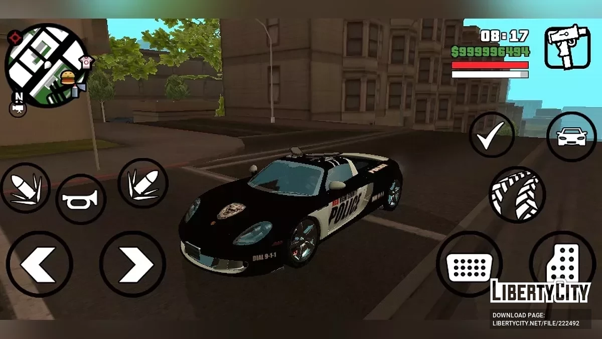 Полицейская и гоночная Porsche Carrera GT из NFS Rivals / GTA San Andreas (iOS, Android)