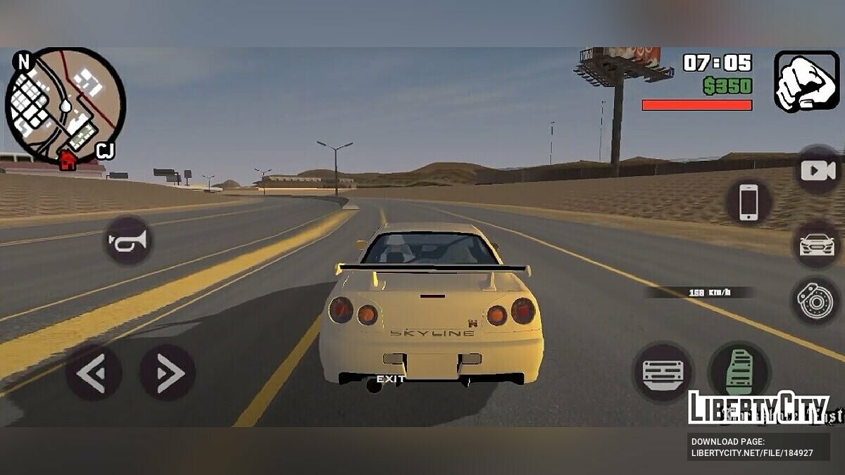 Скачать Звук двигателя Skyline R34 для GTA San Andreas (iOS, Android)