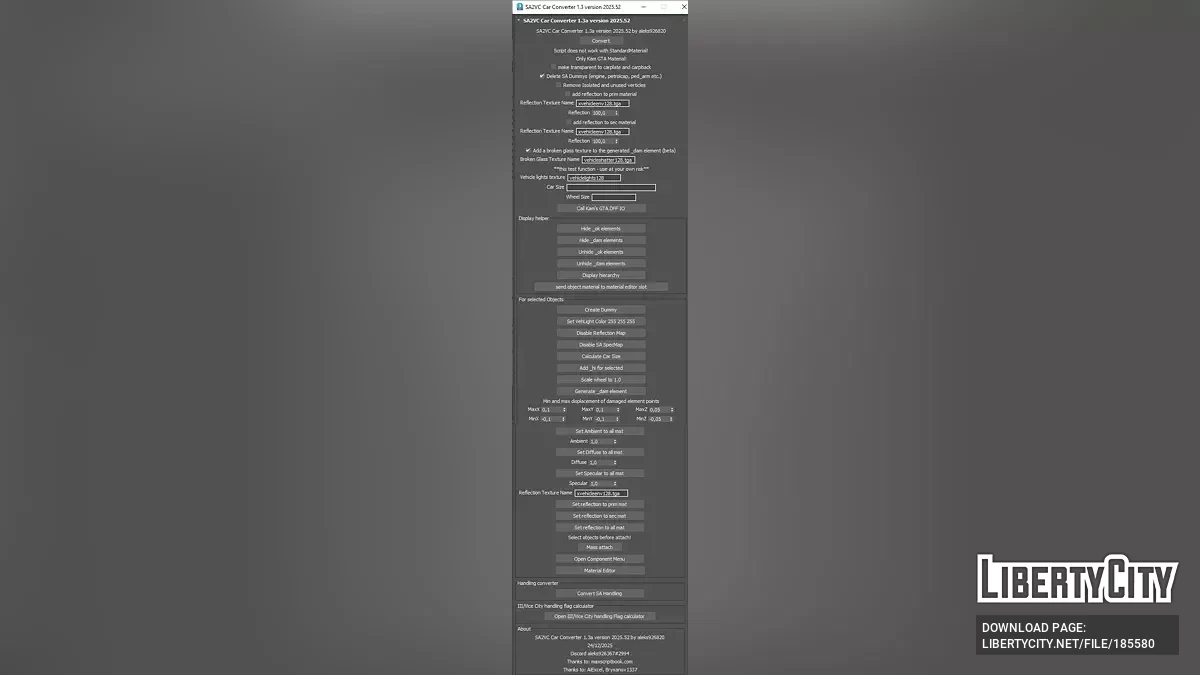 SA2VC Car Converter 1.3 52.2025 [MAXScript] / GTA Vice City