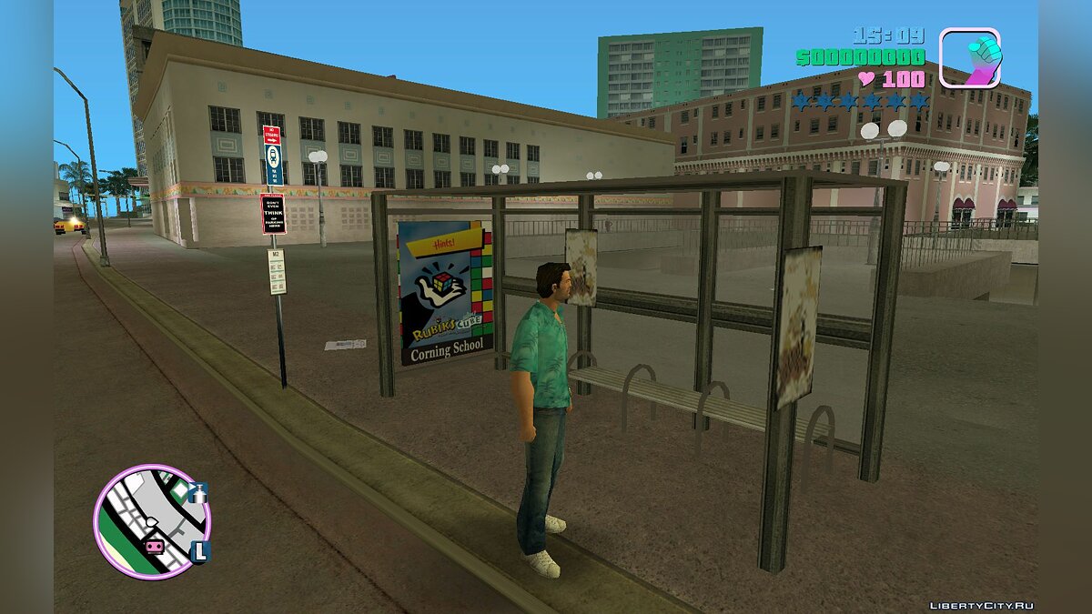 HQ VC Bus Shelter v2 for GTA Vice City - Картинка #1