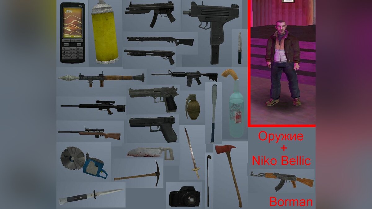 Оружие из GTA 4 + Модель Niko Bellic'a для GTA Vice City - Картинка #1