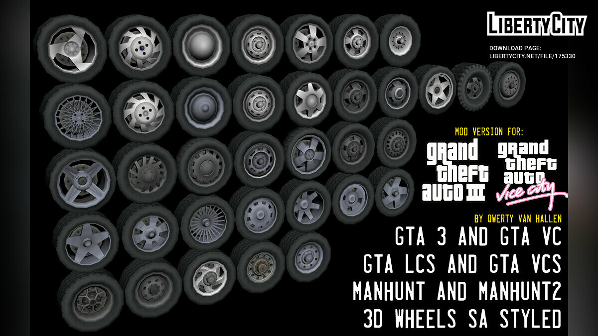 Wheels from other parts of GTA and Manhunt (GTA 3/VC) for GTA Vice City - Картинка #1