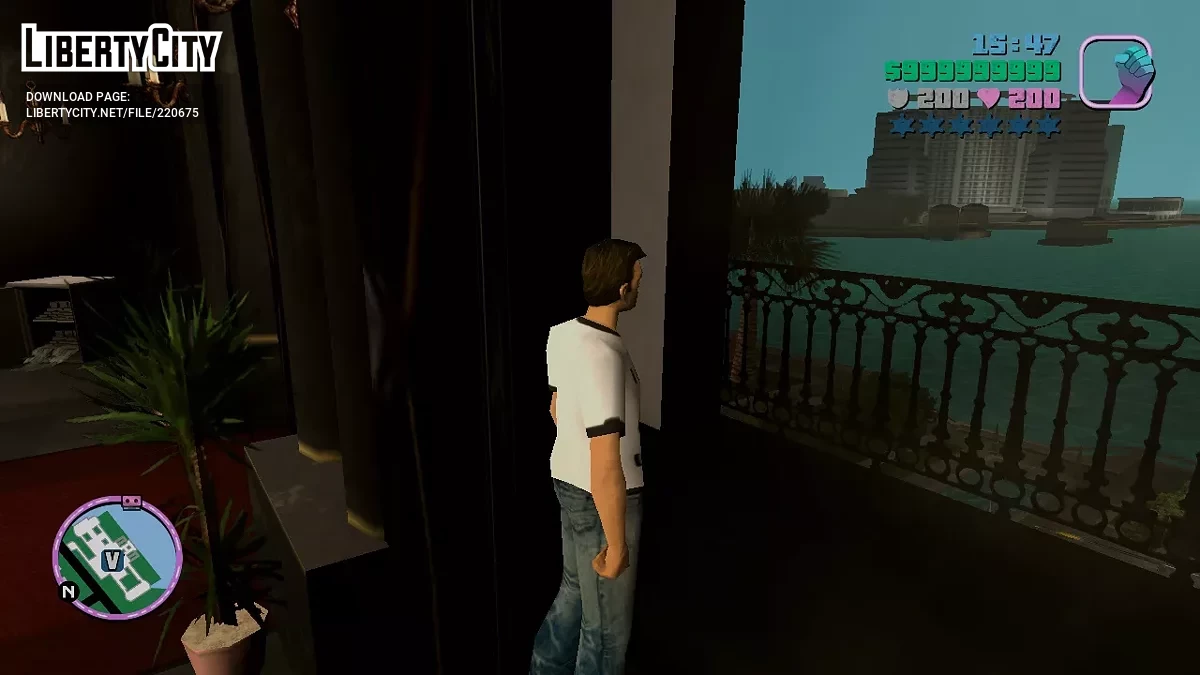 Видимый балкон внутри особняка Диаса/Томми / GTA Vice City