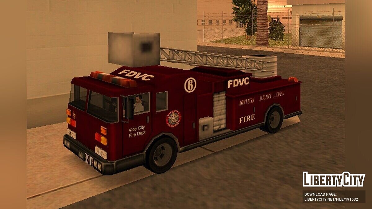 Замена машины Firetruck (firetruk.dff, firetruk.dff) в GTA Vice City (13  файлов)