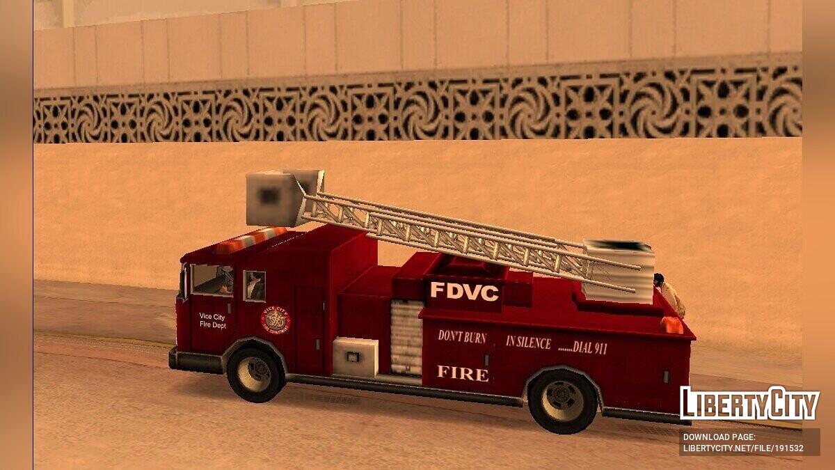 Замена машины Firetruck (firetruk.dff, firetruk.dff) в GTA Vice City (13  файлов)