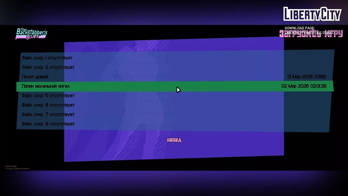 Русификатор для GTA: The Backstabber's Blues v1.0 / GTA Vice City