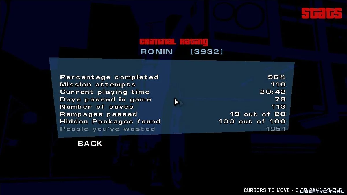 Сохранение 96% для GTA Re:Liberty City Stories Beta 5.0 / GTA Vice City