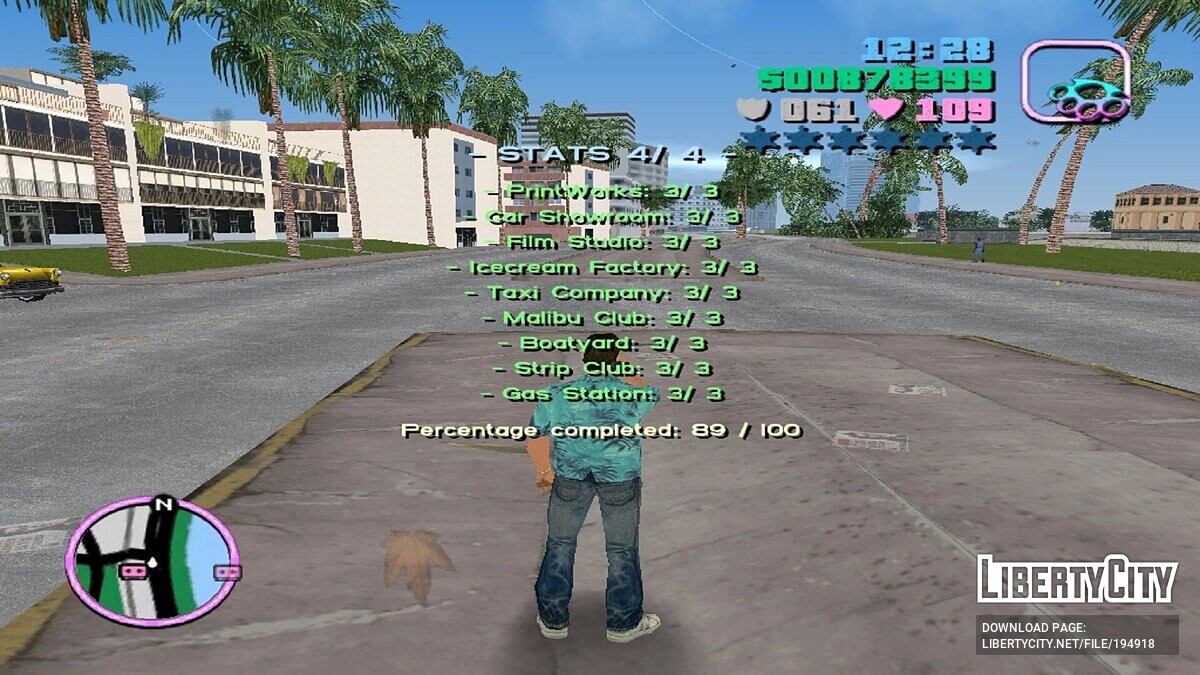 Скачать Сохранение на 100 процентов для Big Mission Pack Mod (reVC) для GTA  Vice City