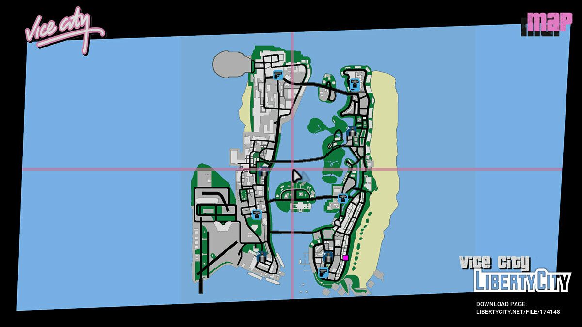 Redesigned map in the game menu for GTA Vice City - Картинка #1