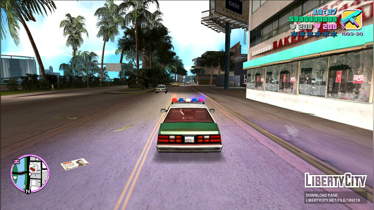 Скачать Звезда розыска за езду с мигалкой для GTA Vice City