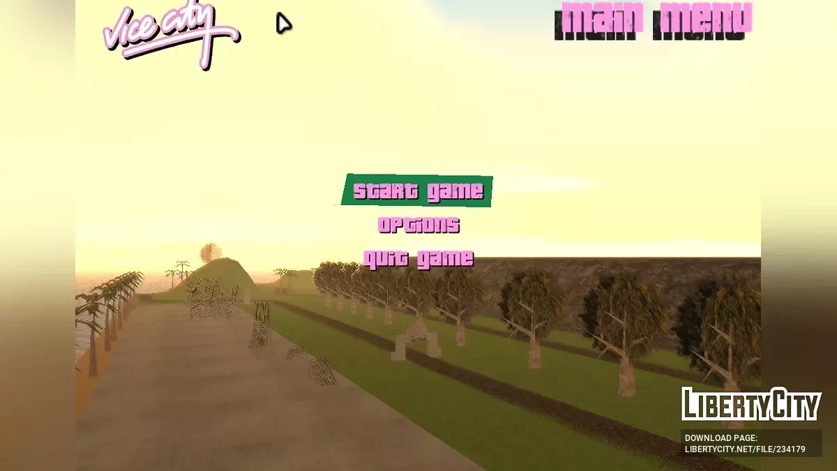 Сцена главного меню острова v1.0 бета / GTA Vice City
