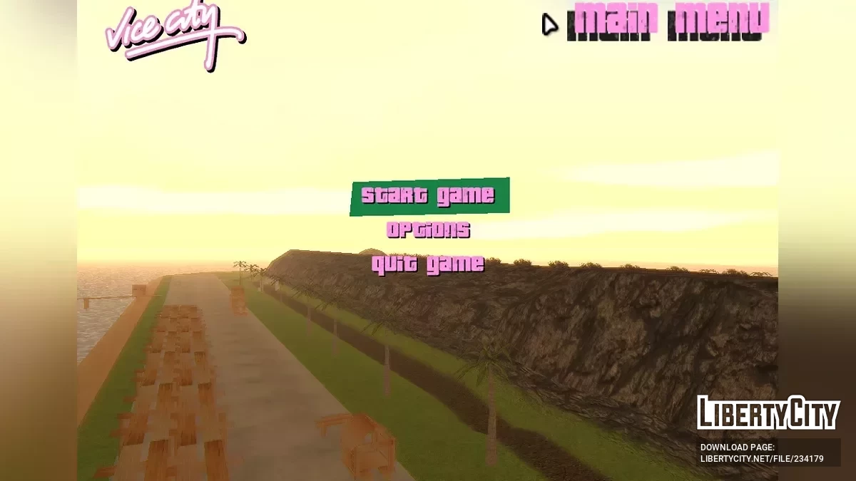 Сцена главного меню острова v1.0 бета / GTA Vice City
