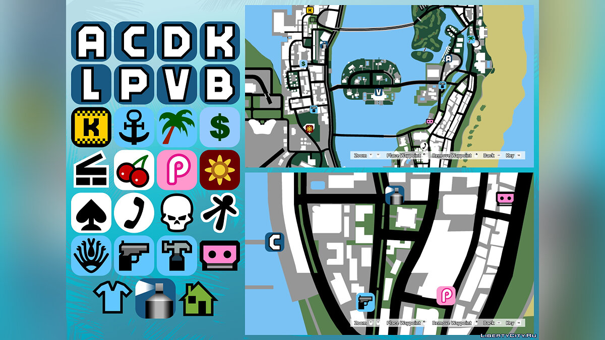 Скачать Старые иконки для радара для GTA Vice City: The Definitive Edition