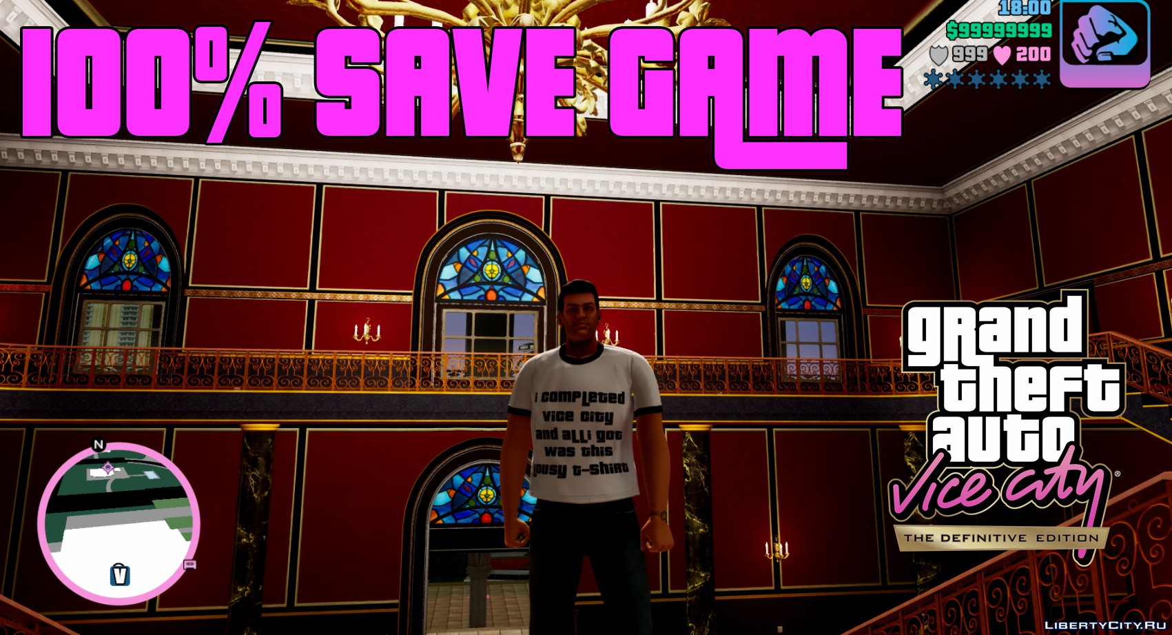 hovedsagelig Metafor Professor Download 100% Save "Game completed 100%" for GTA Vice City: The Definitive  Edition