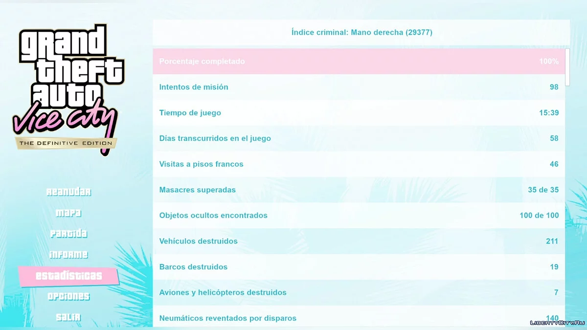Стопроцентное сохранение для Вайс Сити / GTA Vice City: The Definitive Edition