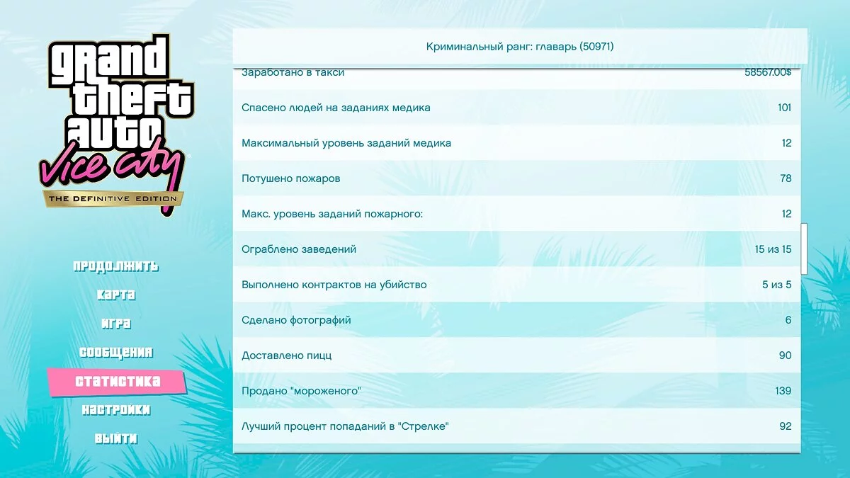 Сохранение перед миссией «Keep Your Friends» - пройдено: 99% / GTA Vice City: The Definitive Edition