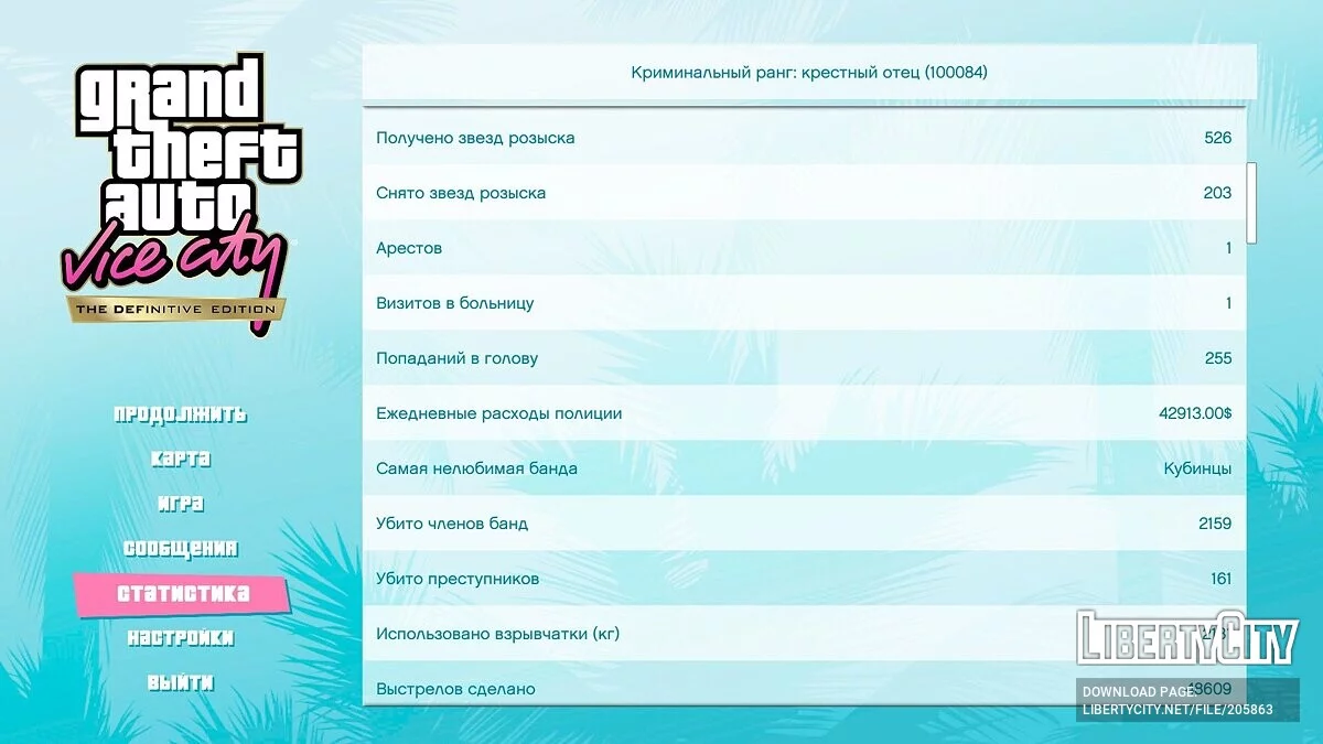 100% Save Game «Игра пройдена на 100%» / GTA Vice City: The Definitive Edition