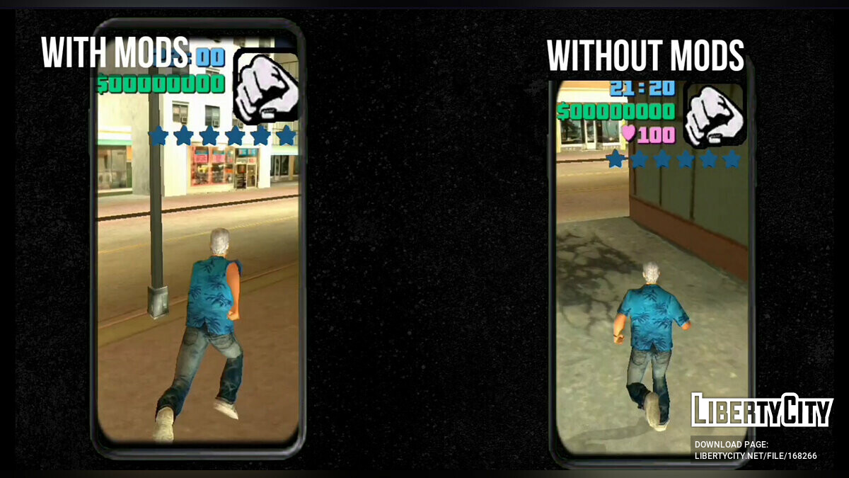 Endless sprint while running for GTA Vice City (iOS, Android) - Картинка #1