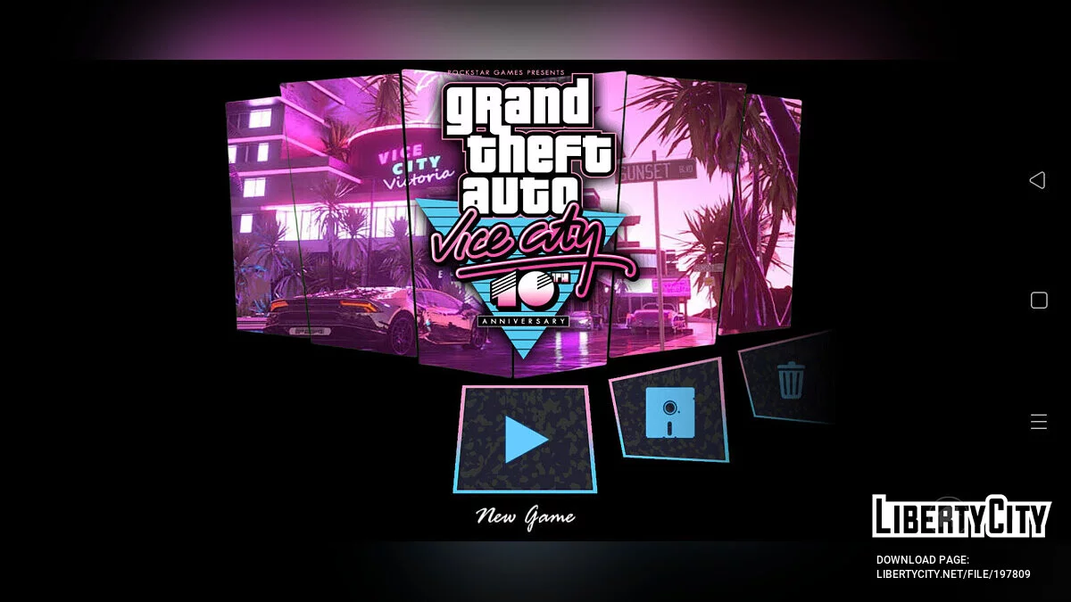 Меню и загрузочные экраны в стиле 10th Anniversary GTA VC / GTA Vice City (iOS, Android)