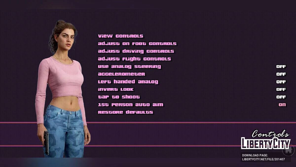 Меню в стиле GTA 6 / GTA Vice City (iOS, Android)