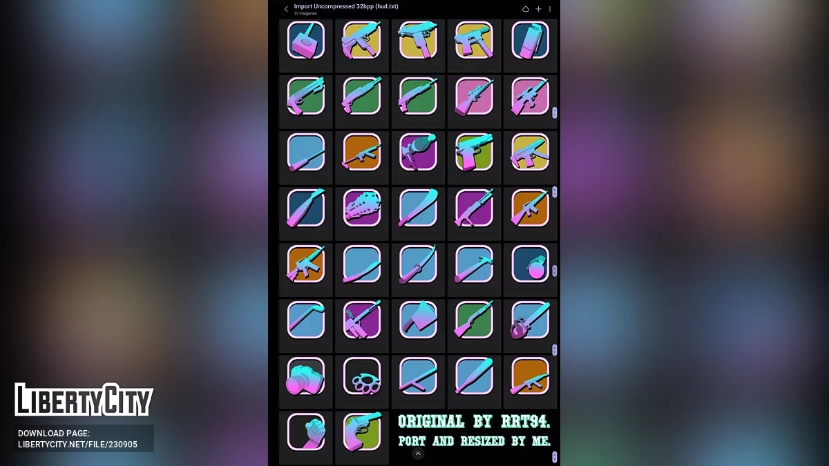 Новые кнопки окончательной версии SA и новые иконки оружия в стиле ПК / GTA Vice City (iOS, Android)