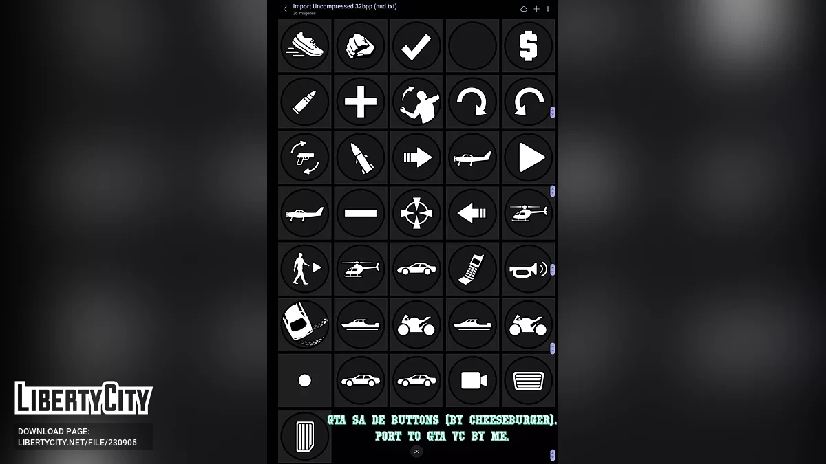 Новые кнопки окончательной версии SA и новые иконки оружия в стиле ПК / GTA Vice City (iOS, Android)