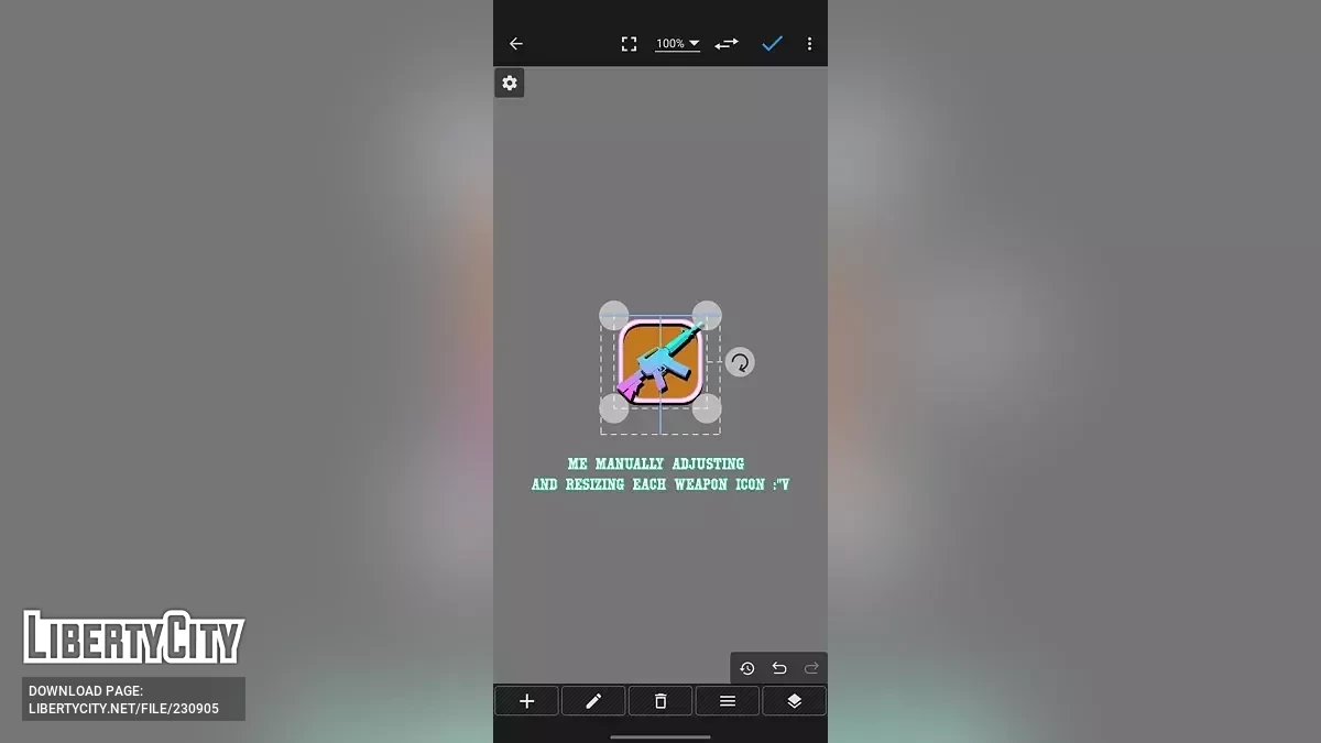 Новые кнопки окончательной версии SA и новые иконки оружия в стиле ПК / GTA Vice City (iOS, Android)